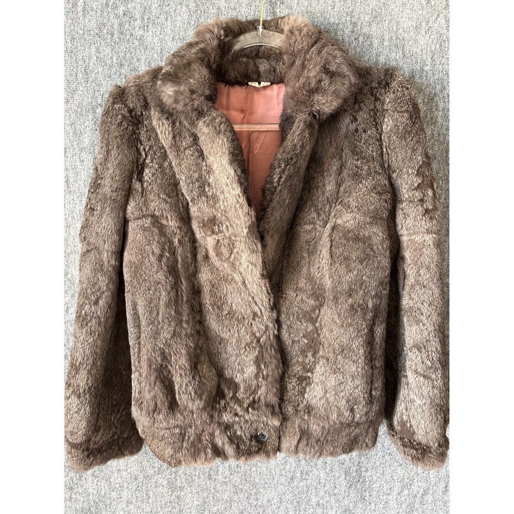 Ada Vintage Brown Rabbit Fur Jacket Cropped Lapin Fur Coat Size S Hong Kong